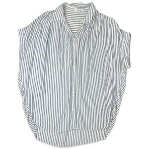 Madewell Central Shirt Blue White Stripe Short Sleeve Button Down M